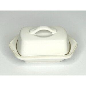 Chantel Mini Butter Dish w/ Cover Lid Ceramic White 5” 93-TVBD2-1 1/2 Stick
